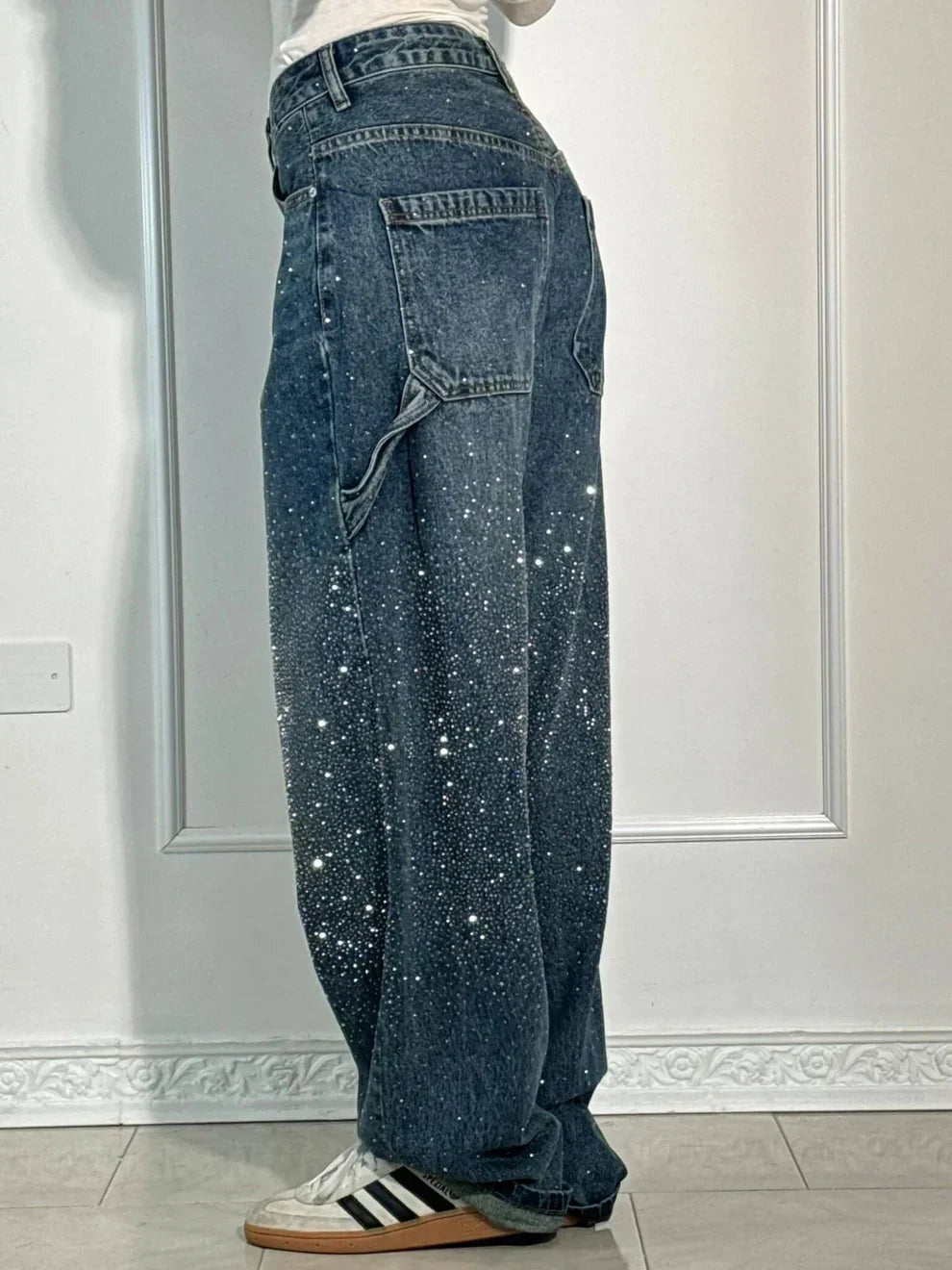 Sydney™ | Vaqueros baggy de tiro alto con brillantes