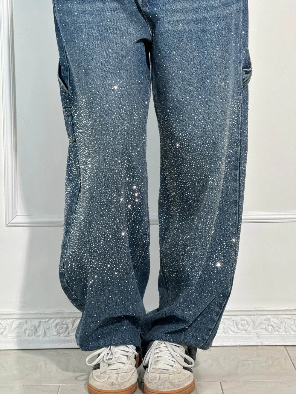 Sydney™ | Vaqueros baggy de tiro alto con brillantes