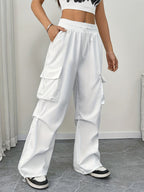 Genevieve™ | Pantalón cargo de pierna ancha con cintura elástica