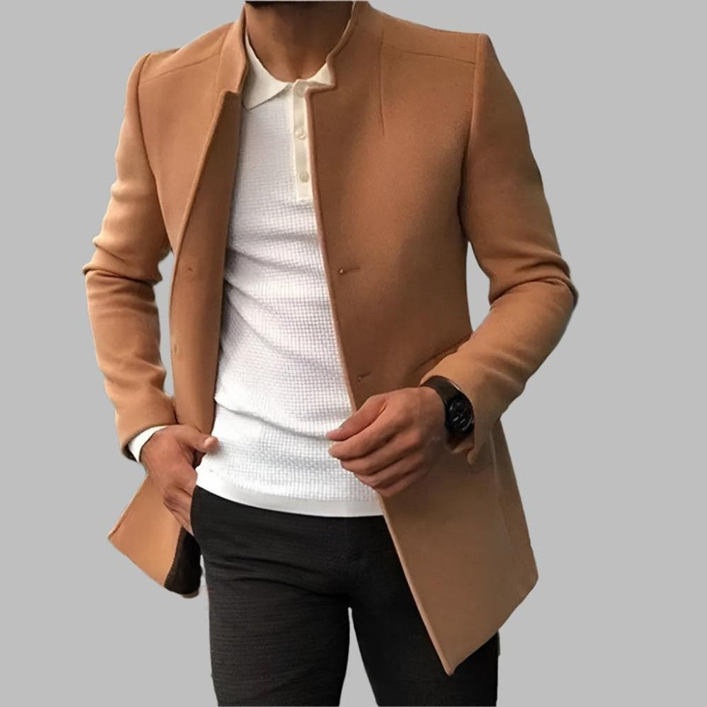 Harrison™ | Abrigo de lana slim fit con cuello mao