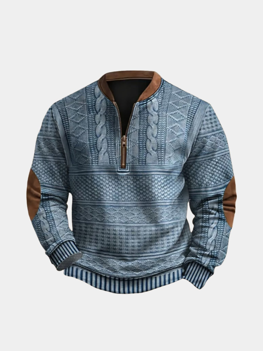 Beau™ | Sudadera estampada con cremallera y cuello mao