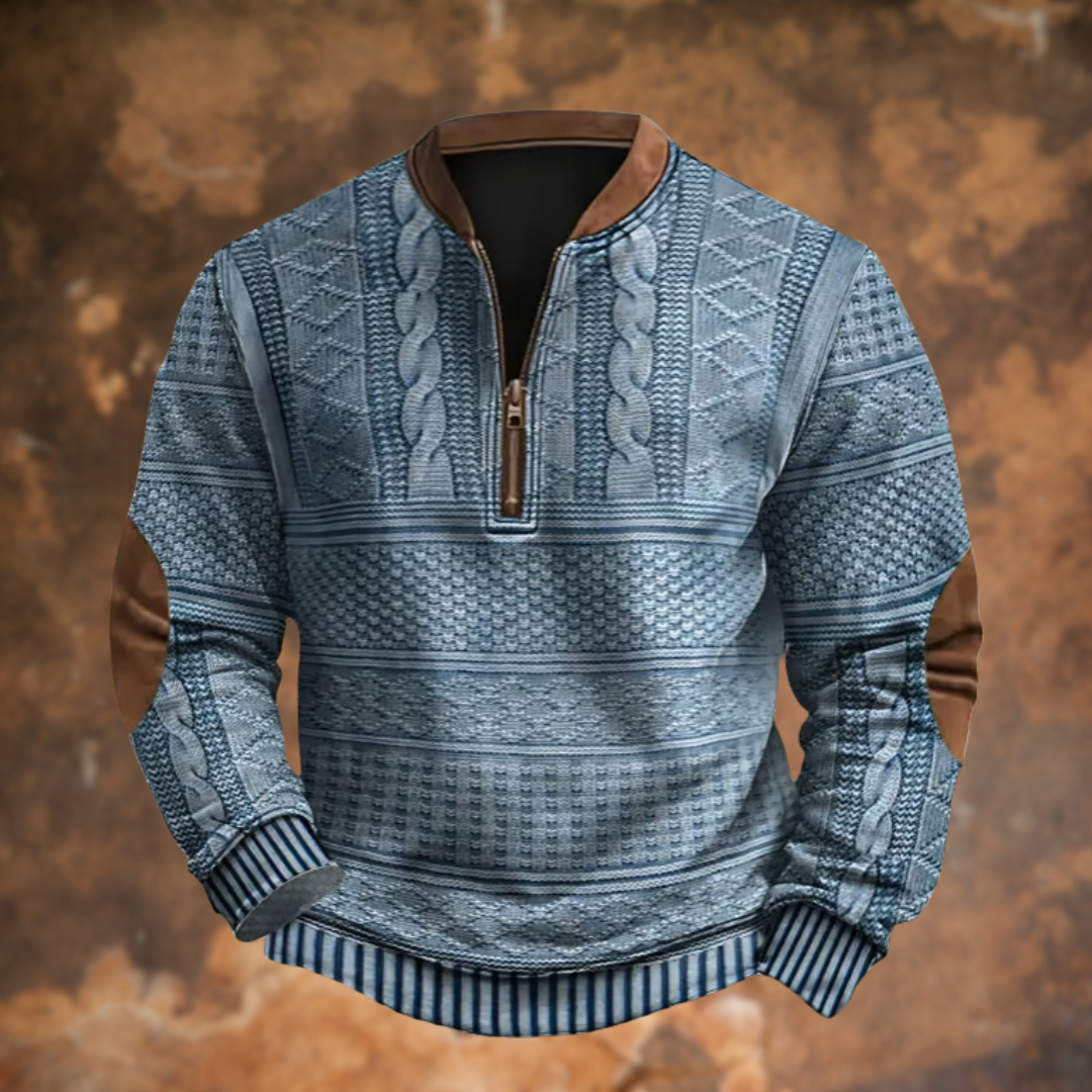 Beau™ | Sudadera estampada con cremallera y cuello mao