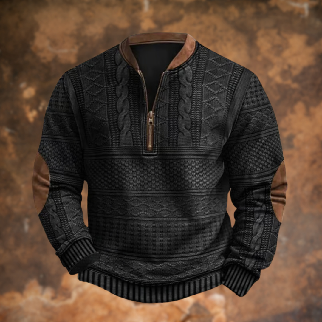 Beau™ | Sudadera estampada con cremallera y cuello mao