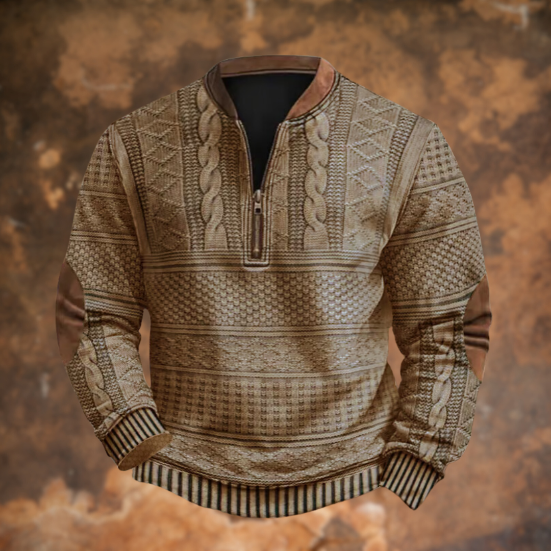 Beau™ | Sudadera estampada con cremallera y cuello mao