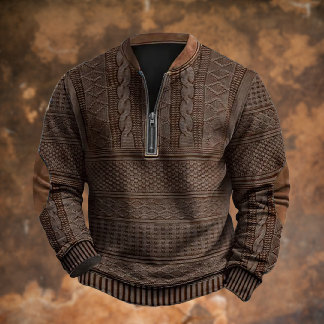 Beau™ | Sudadera estampada con cremallera y cuello mao