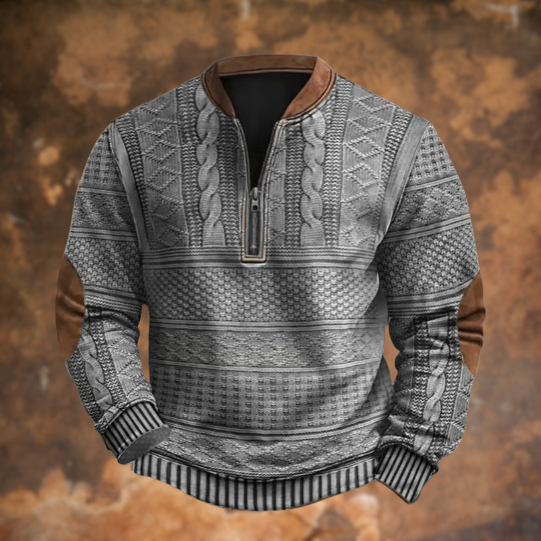 Beau™ | Sudadera estampada con cremallera y cuello mao