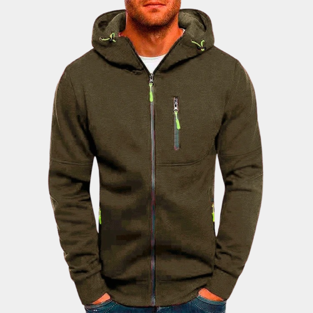 John™ | Sudadera con capucha y cremallera multibolsillos