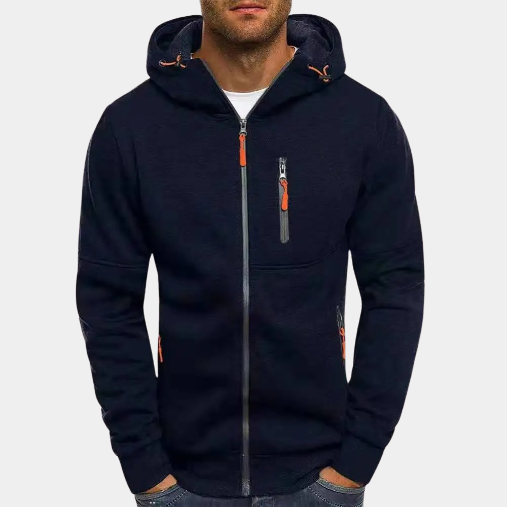 John™ | Sudadera con capucha y cremallera multibolsillos