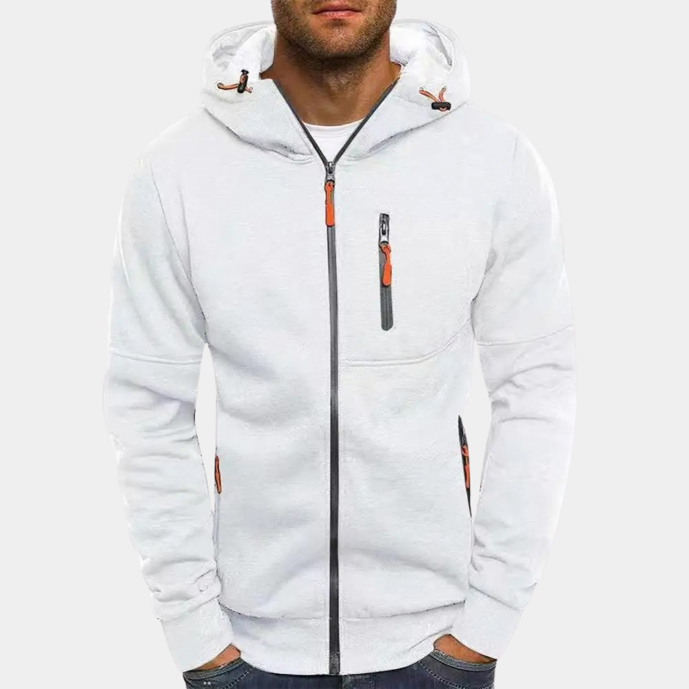 John™ | Sudadera con capucha y cremallera multibolsillos