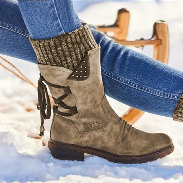 Norah™ | Botas de invierno estilo militar de caña media