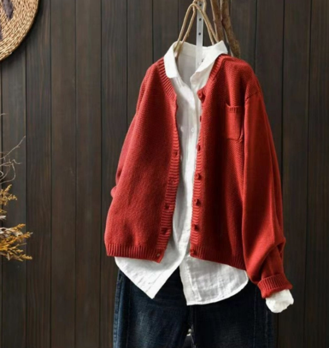Isabella™ | Cárdigan oversize de punto con botones y bolsillo