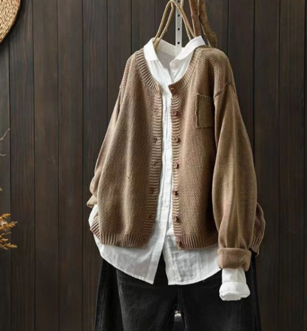 Isabella™ | Cárdigan oversize de punto con botones y bolsillo