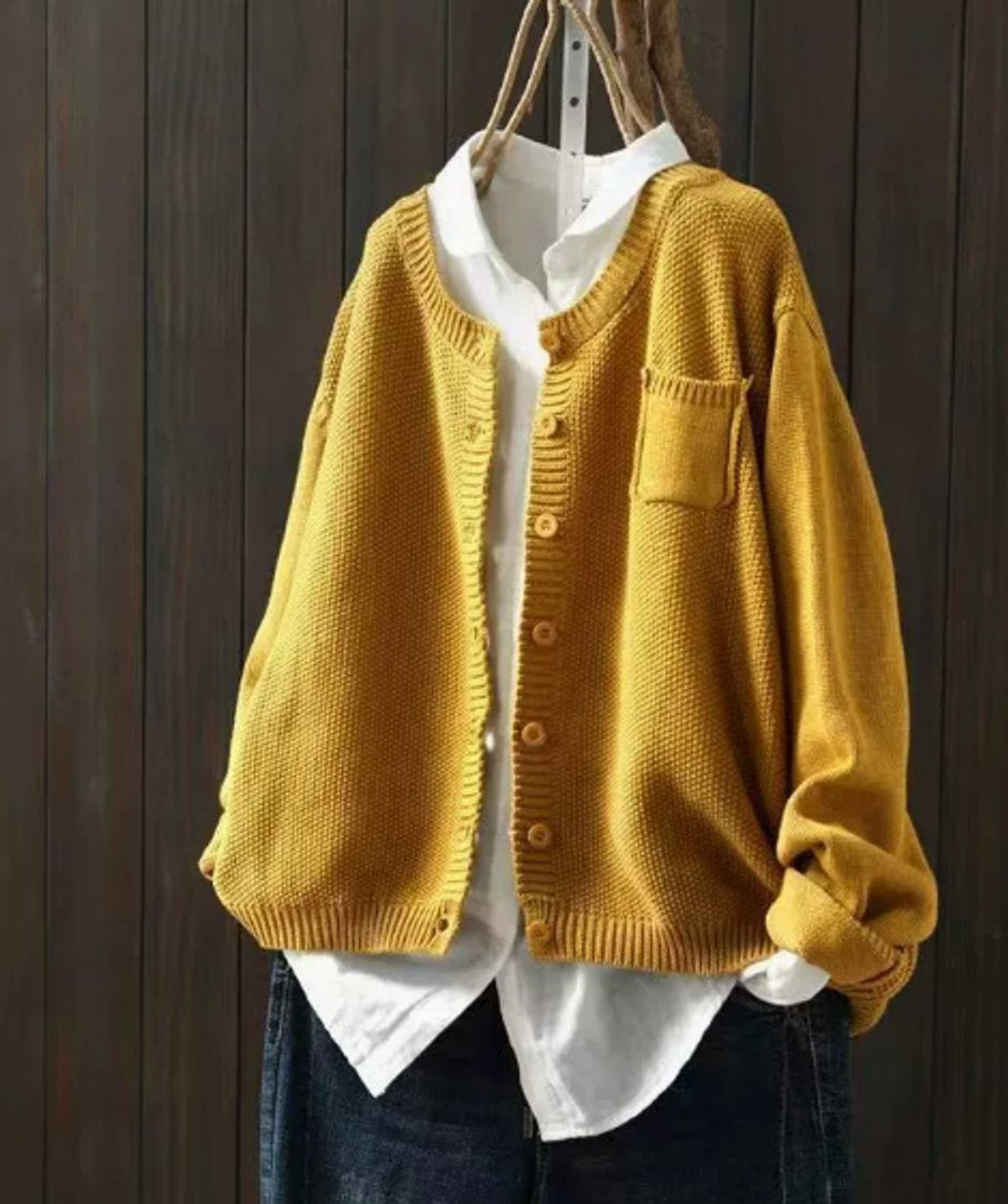 Isabella™ | Cárdigan oversize de punto con botones y bolsillo