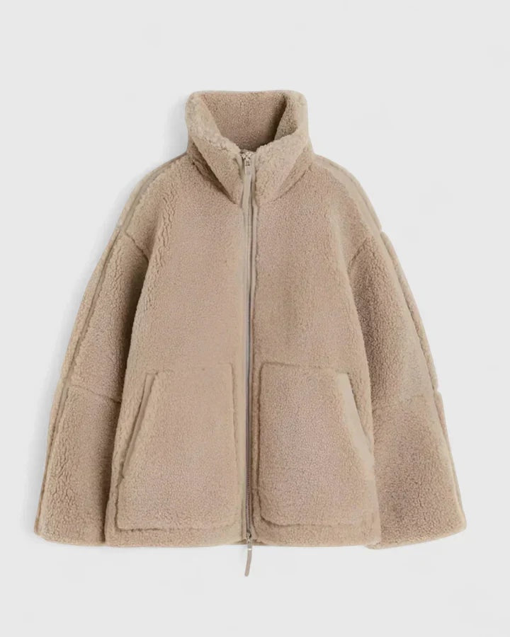 Natalie™ | Chaquetón de borreguito oversize con cuello alto
