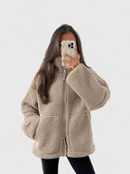 Natalie™ | Chaquetón de borreguito oversize con cuello alto