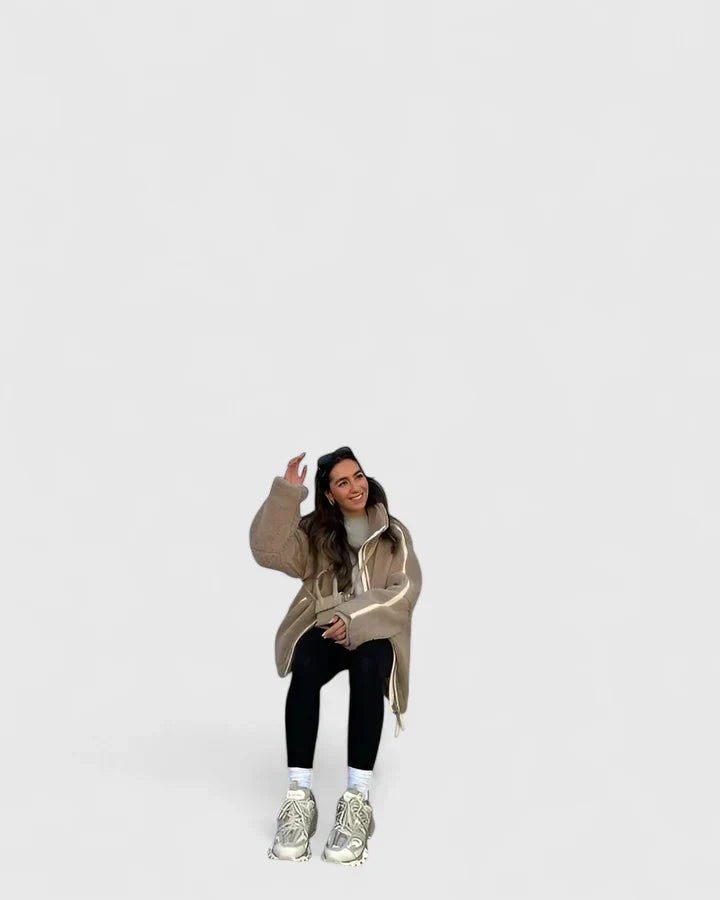 Natalie™ | Chaquetón de borreguito oversize con cuello alto