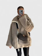 Natalie™ | Chaquetón de borreguito oversize con cuello alto