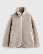 Natalie™ | Chaquetón de borreguito oversize con cuello alto