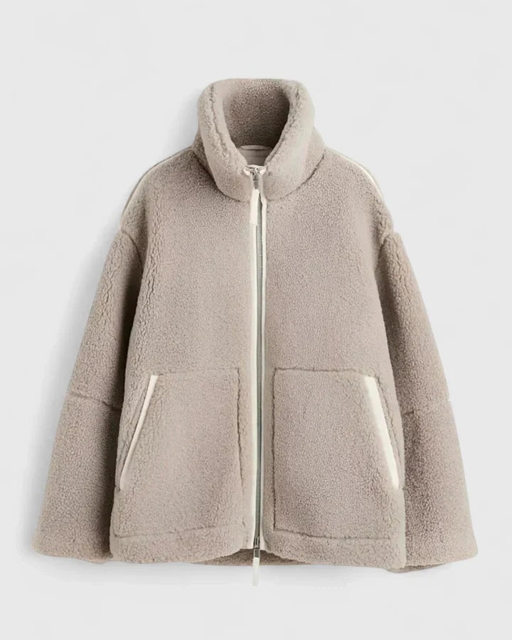 Natalie™ | Chaquetón de borreguito oversize con cuello alto