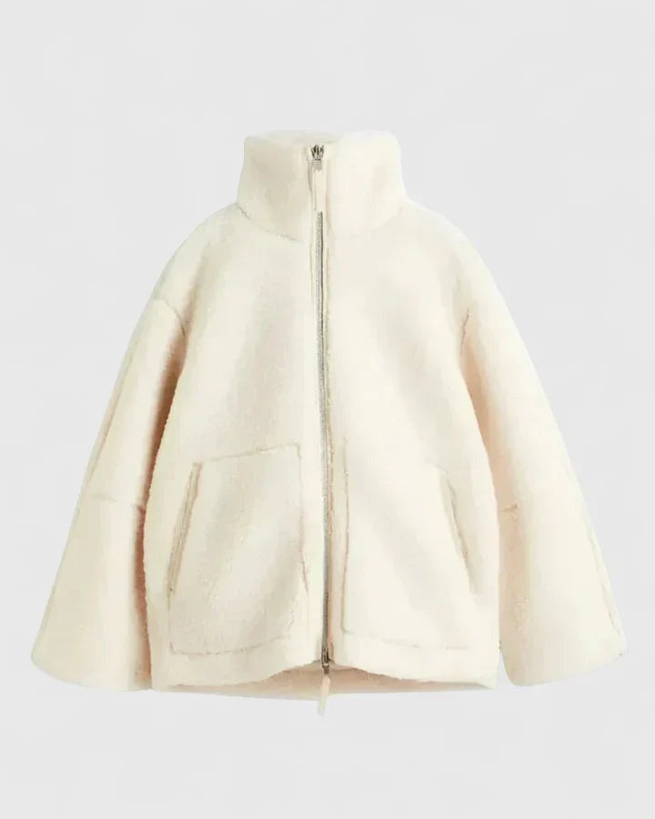 Natalie™ | Chaquetón de borreguito oversize con cuello alto