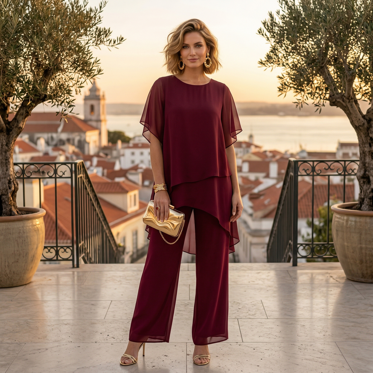 Hailey™ | Conjunto de ceremonia con túnica asimétrica y pantalón