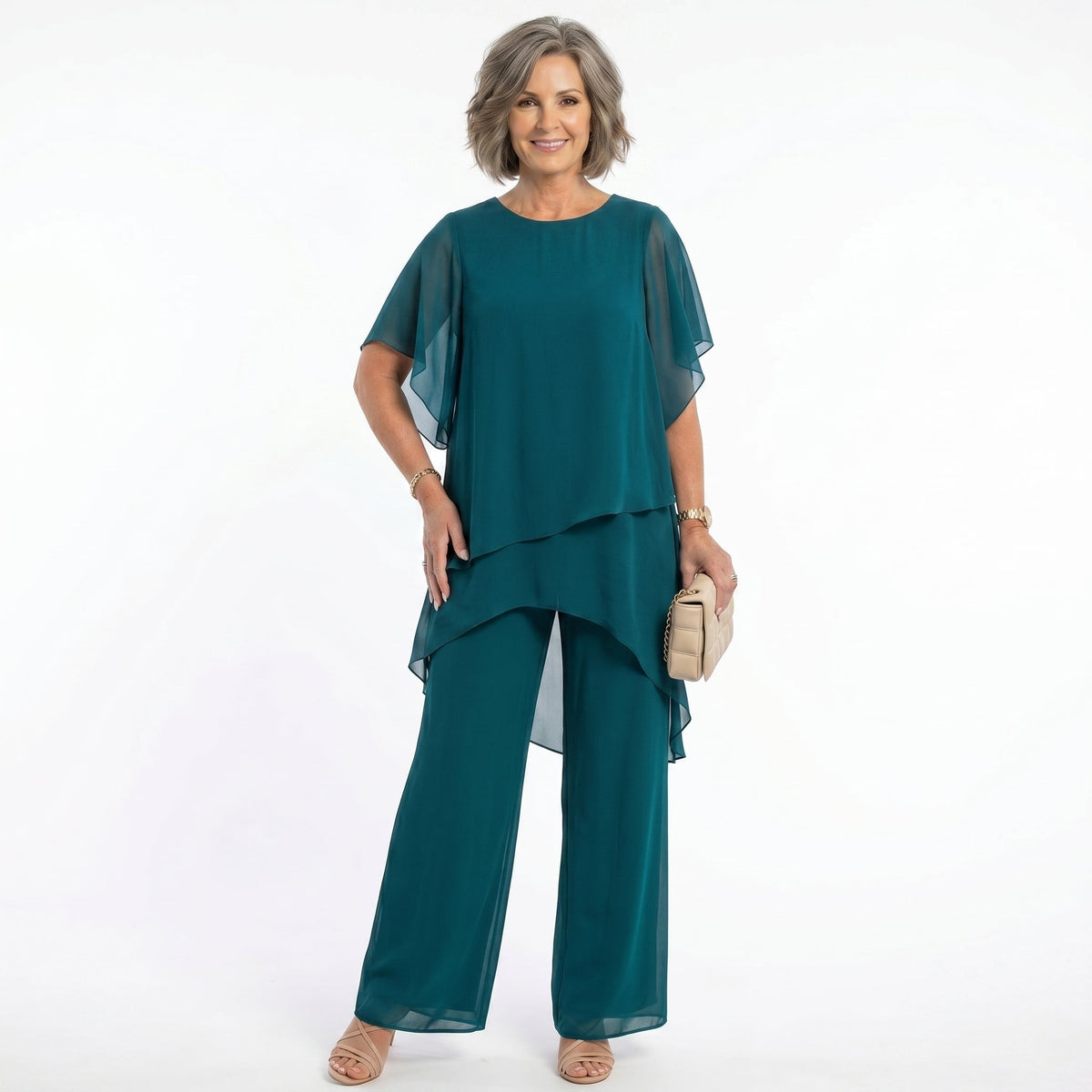 Hailey™ | Conjunto de ceremonia con túnica asimétrica y pantalón