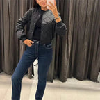 Fiona™ | Bomber acolchada con cuello redondo