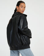 Diana™ | Chaqueta biker oversize efecto piel con cremallera