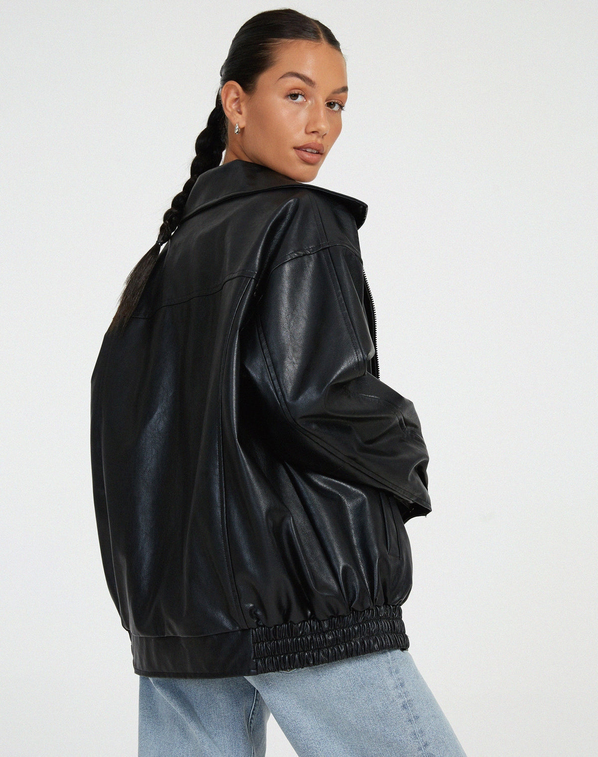 Diana™ | Chaqueta biker oversize efecto piel con cremallera