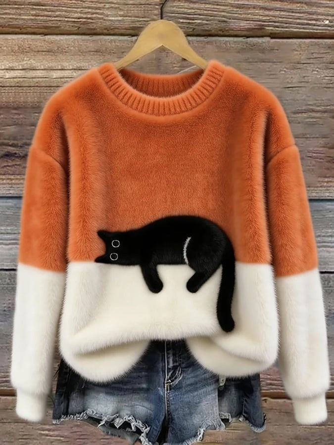 Emily™ | Jersey de punto suave con estampado de gato