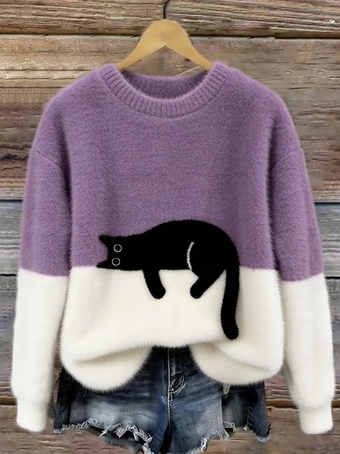 Emily™ | Jersey de punto suave con estampado de gato