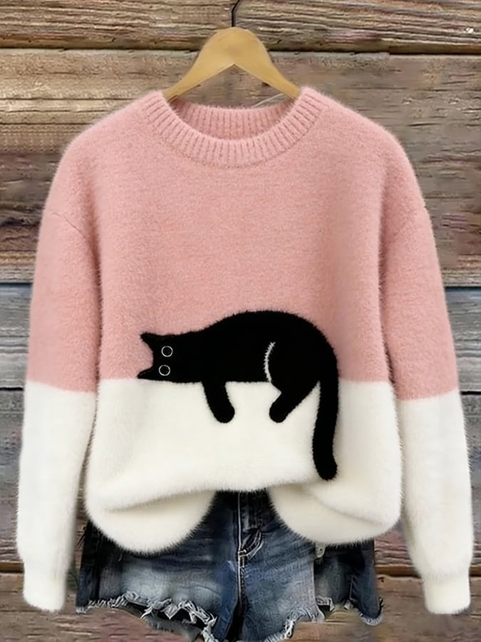 Emily™ | Jersey de punto suave con estampado de gato