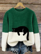 Emily™ | Jersey de punto suave con estampado de gato