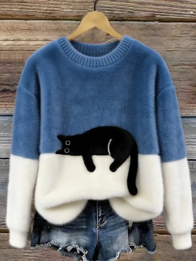 Emily™ | Jersey de punto suave con estampado de gato
