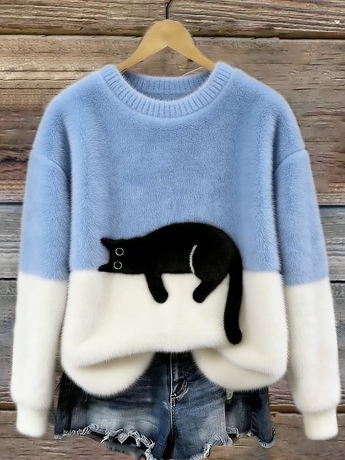 Emily™ | Jersey de punto suave con estampado de gato