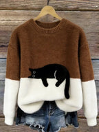 Emily™ | Jersey de punto suave con estampado de gato