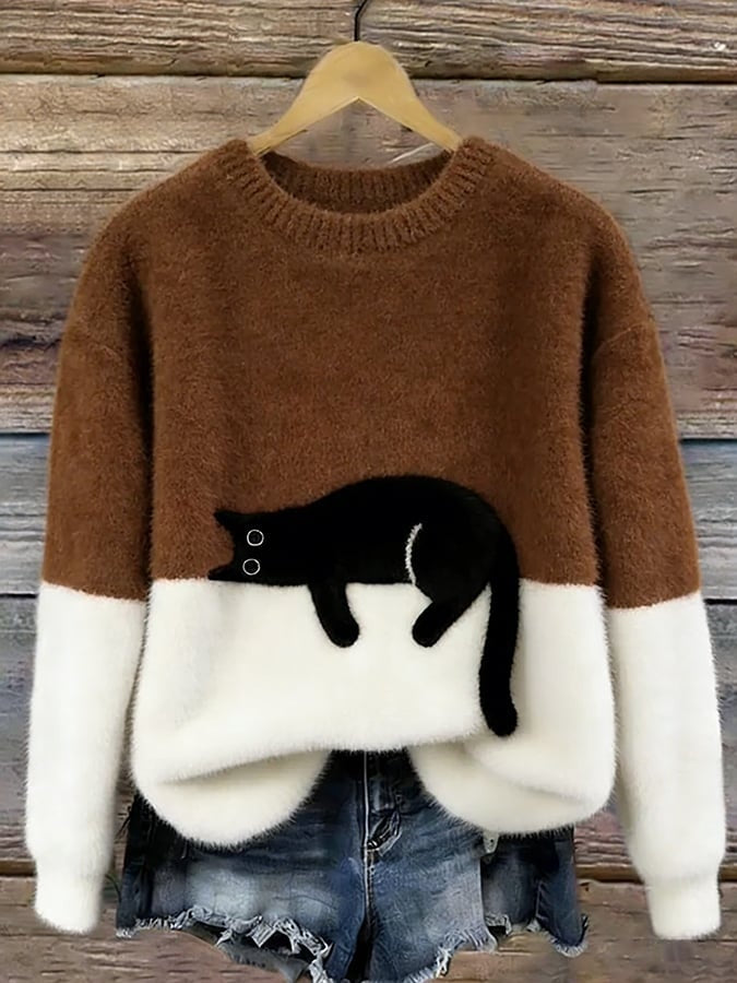 Emily™ | Jersey de punto suave con estampado de gato