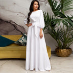 Anna™ | Vestido de novia sencillo de manga larga con cinturón