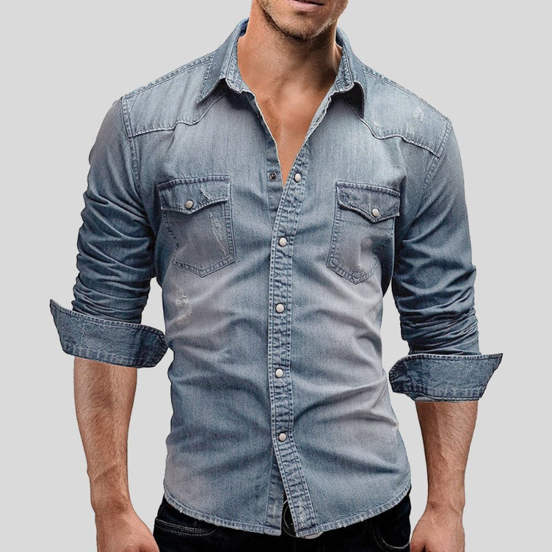 Vincent™ | Camisa vaquera de manga larga con bolsillos en el pecho