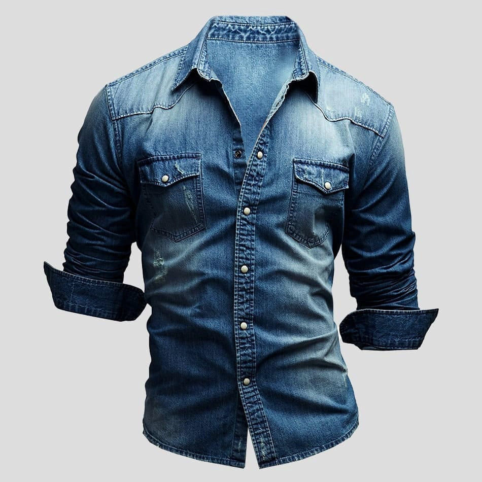 Vincent™ | Camisa vaquera de manga larga con bolsillos en el pecho