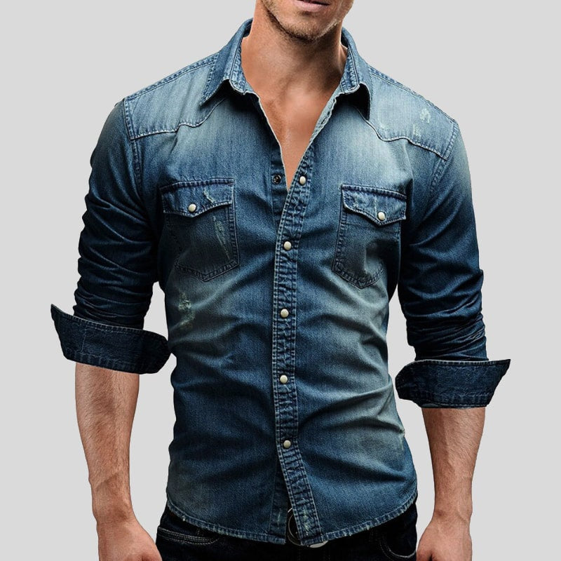 Vincent™ | Camisa vaquera de manga larga con bolsillos en el pecho