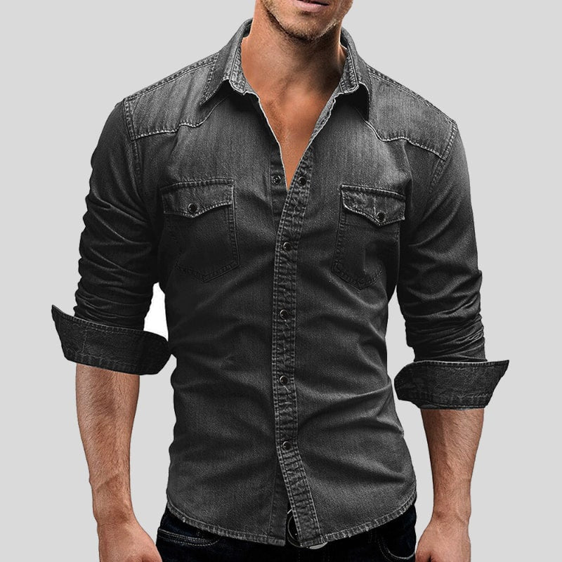 Vincent™ | Camisa vaquera de manga larga con bolsillos en el pecho