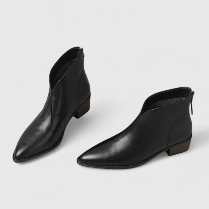 Ashley™ | Botines camperos de piel planos con punta fina