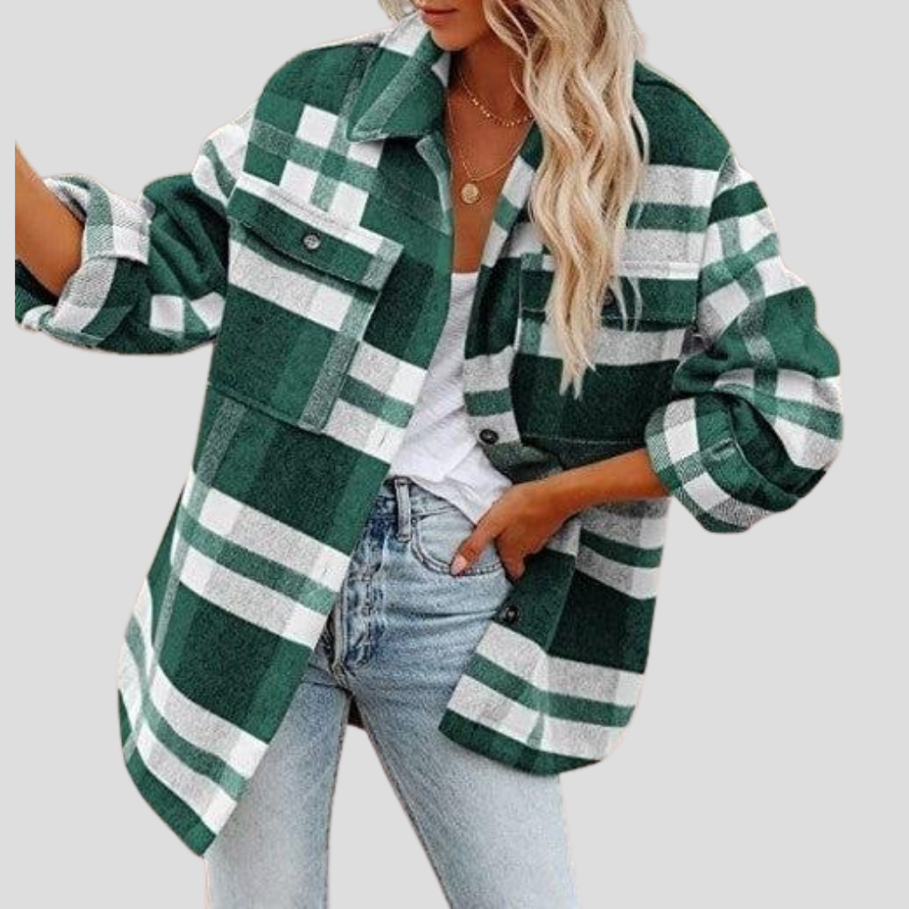 Sarah™ | Sobrecamisa oversize de cuadros con bolsillos