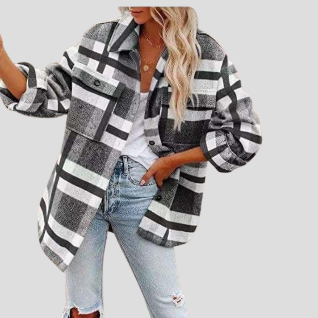 Sarah™ | Sobrecamisa oversize de cuadros con bolsillos