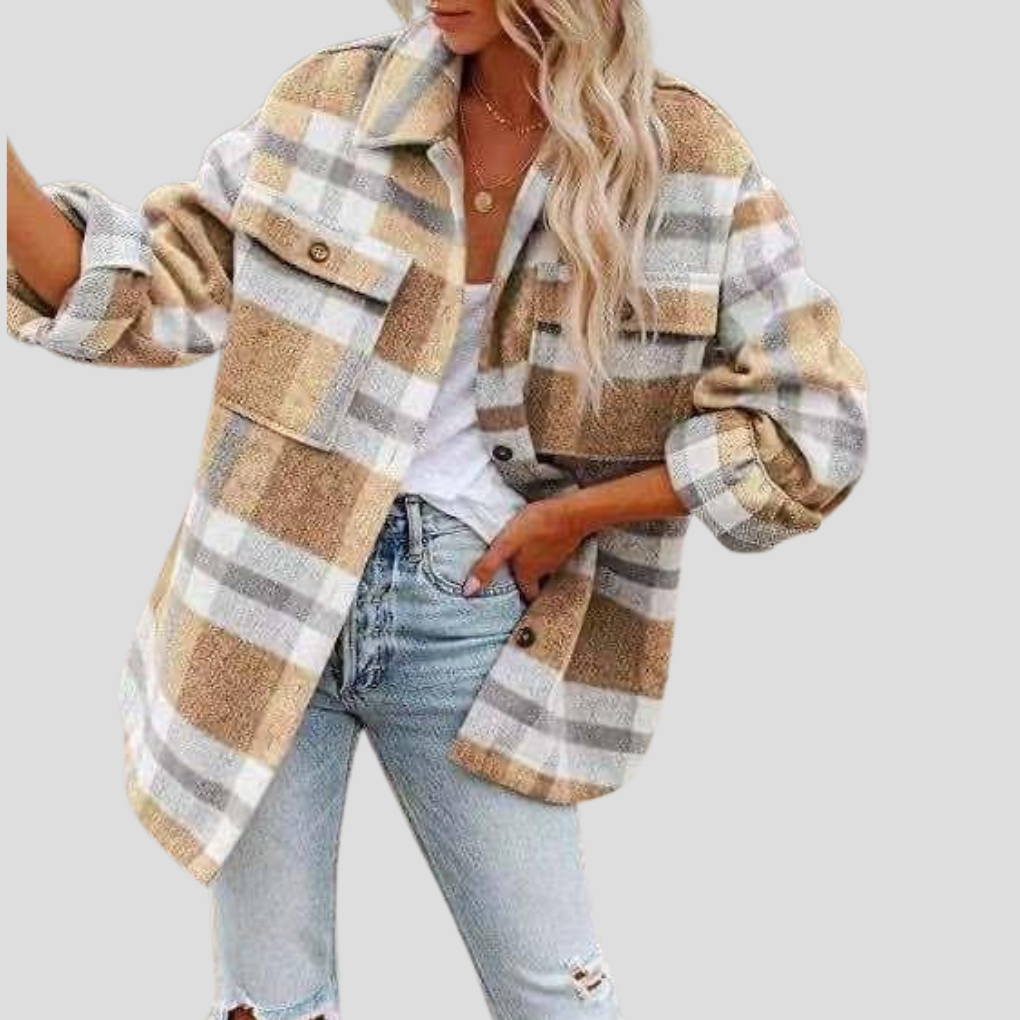 Sarah™ | Sobrecamisa oversize de cuadros con bolsillos