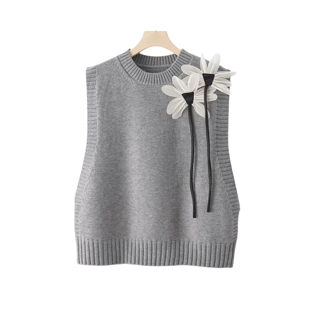 Lucy™ | Conjunto de punto de 3 piezas con chaleco floral