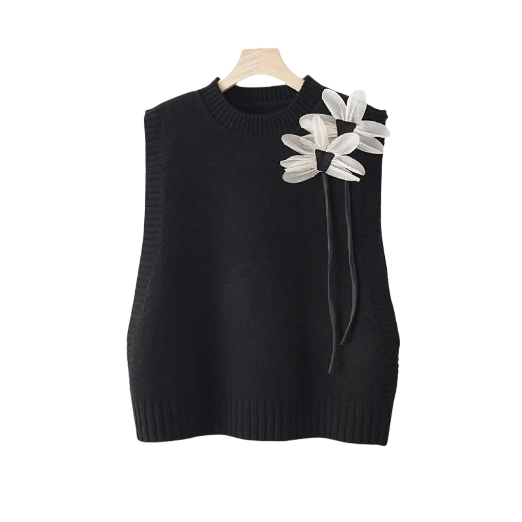 Lucy™ | Conjunto de punto de 3 piezas con chaleco floral