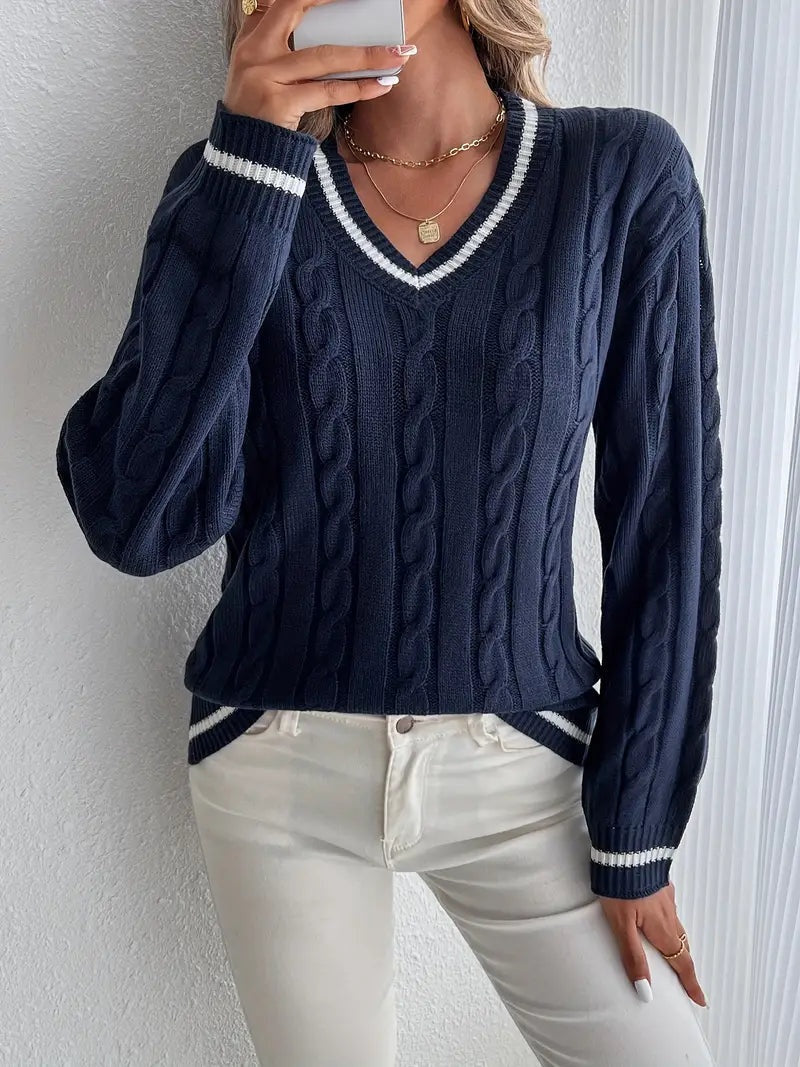 Harper™ | Jersey de ochos con escote en V y rayas
