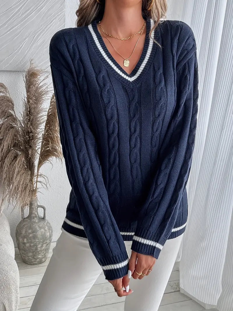 Harper™ | Jersey de ochos con escote en V y rayas